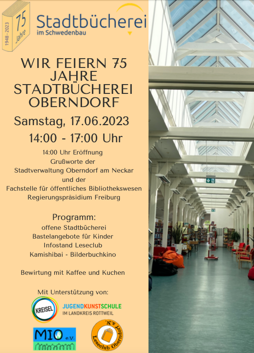 Flyer 75 Jahre Stadtbücherei Oberndorf